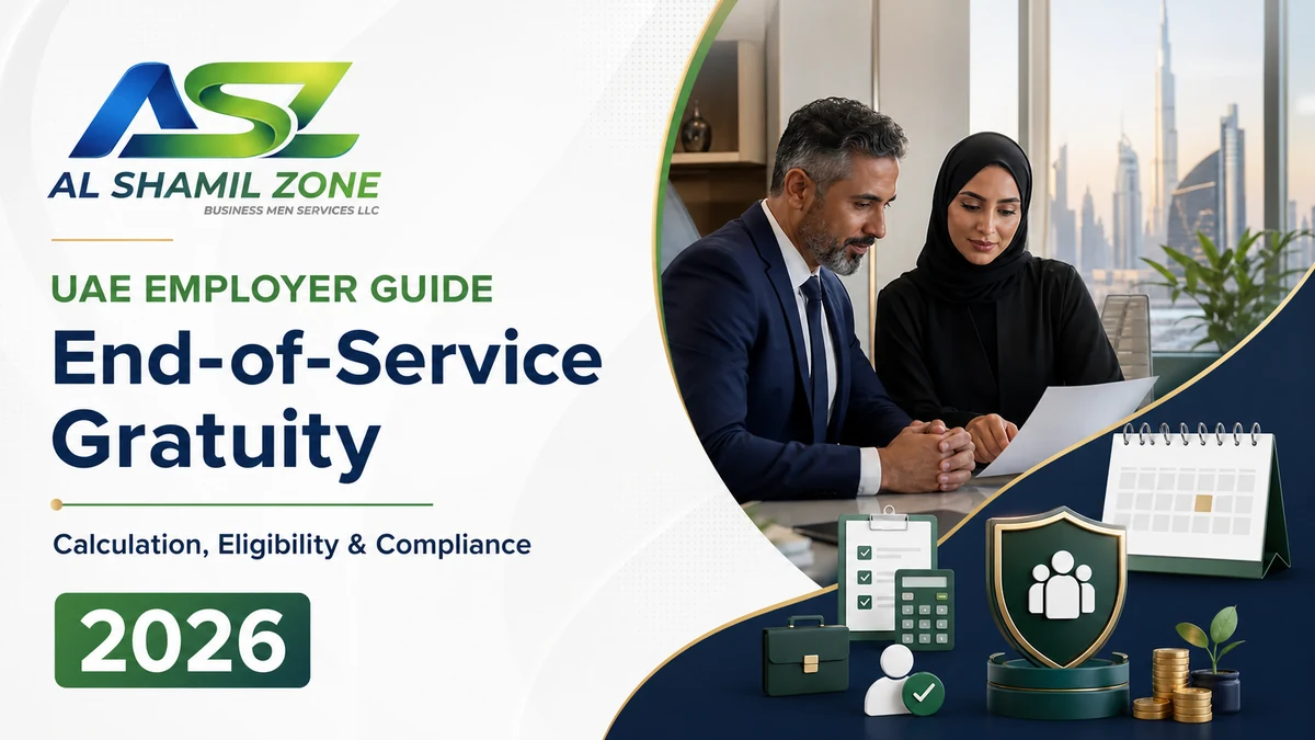 UAE HR professionals reviewing an employee end-of-service benefit calculation and protected savings